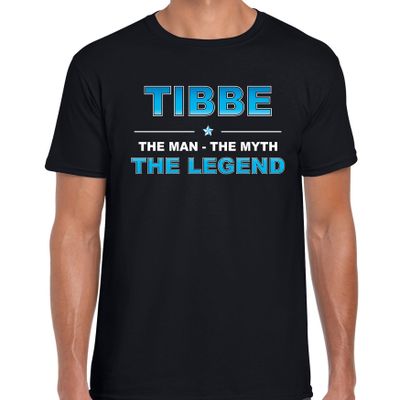 Naam cadeau t-shirt Tibbe - the legend zwart voor heren