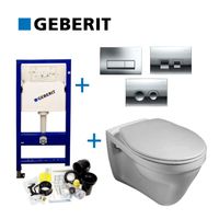 Geberit Up100 Toiletset 38 Gustavsberg Saval Met Bril En Drukplaat - thumbnail