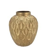 Bloemenvaas rond model - Boa - goud - veren/schub relief - 27 x 27 x 30 cm - modern