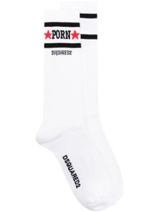 DSQUARED2 chaussettes à slogan en jacquard - Blanc