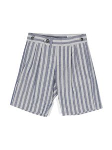 Brunello Cucinelli Kids short en coton à rayures - Bleu