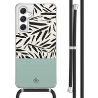 Samsung Galaxy A54 hoesje met koord - Abstract mint palms