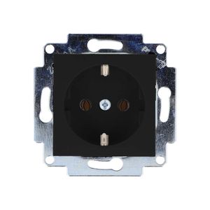 Stopcontact inbouw zwart soft touch 8020KSLSTSW met steekklemmen en kinderbeveiliging