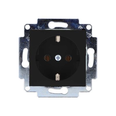 Stopcontact inbouw zwart soft touch 8020KSLSTSW met steekklemmen en kinderbeveiliging