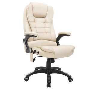 HOMCOM bureaustoel kantoorstoel directiestoel gaming stoel massagestoel 6-punts vibrerende massage met warmtefunctie draaibaar (beige)