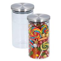 Alpina keuken en voedsel voorraadpot - 2x - snoeppot - glas - 950 ml - 10 x 18 cm - met deksel