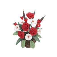 1:12 Mini huis speelgoed simulatie bloemen voor tuin balkon (rood + wit)