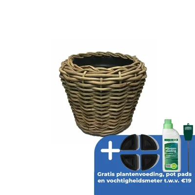 Drypot rotan rond d83h61cm grijs Drypot rotan rond d83h61cm grijs