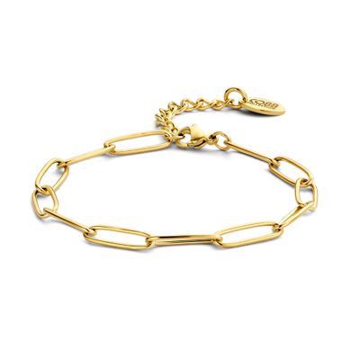 CO88 Collection 8CB 90708 Stalen Armband Dames - Grote Schakels - 16,5+3cm - Goudkleurig