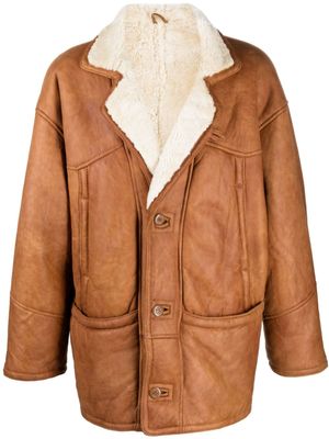 A.N.G.E.L.O. Vintage Cult manteau en cuir à simple boutonnage (années 1980) - Orange