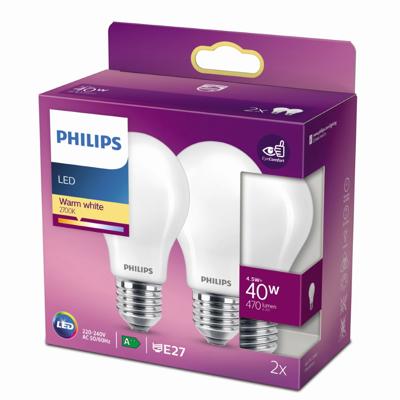 Philips 4,5W - E27 - 2700K - 470 lumen set van 2 - 929001242967