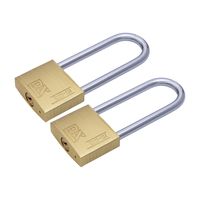 Hangslot met 2 sleutels - 2x - 40 mm - messing - 64 mm beugel - kofferslot