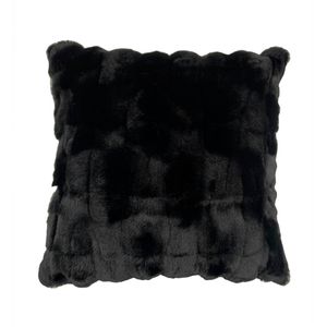 Heckett & Lane Fake Fur Sierkussen Delphi - black is black 48x48cm