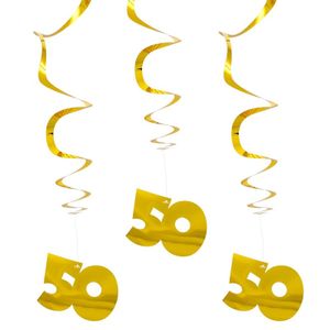 6x Hangdecoratie goud 50 jaar