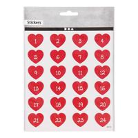 Creativ Company Stickers hart met cijfer, 1 vel