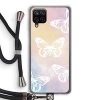White butterfly: Samsung Galaxy A12 Transparant Hoesje met koord White butterfly: Samsung Galaxy A12 Transparant Hoesje met koord