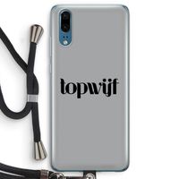 Topwijf Grijs Zwart: Huawei P20 Transparant Hoesje met koord
