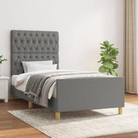 Bedframe zonder matras 90x200 cm stof donkergrijs