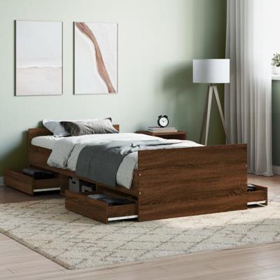 Bedframe met hoofd- en voeteneinde bruin eikenkleur 90x190 cm