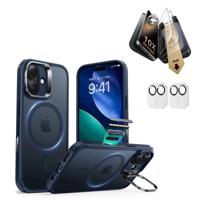 iPhone 17 Bundle Classic Hybrid Magnetic Case (Camera Control, Stash Stand) and Armorite Pro Screen Protector - Frosted Blue