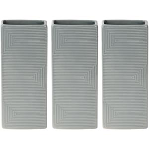 Waterverdamper radiator - 3x - grijs - met relief - kunststeen - 18 cm - luchtbevochtiger