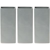 Waterverdamper radiator - 3x - grijs - met relief - kunststeen - 18 cm - luchtbevochtiger