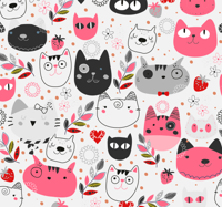 Dieren behang Geïllustreerde katten