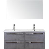 Seville Badmeubelset 120 cm - 4 Laden Beton Antrac - Keramische Wastafel Wit Enjoy met Spiegel