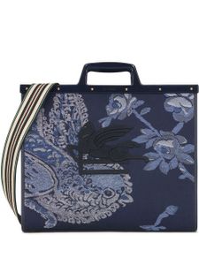 ETRO sac cabas en jacquard à logo brodé - Bleu