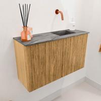 Toiletmeubel Mondiaz Joya Dlux | 70 cm | Meubelkleur Oak | Faye wastafel Sombra Wasbak Rechts | Zonder kraangat(en)