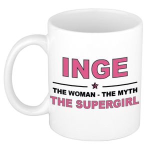 Inge The woman, The myth the supergirl cadeau koffie mok / thee beker 300 ml