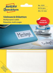 Avery Universele Etiketten, wit, 98,0 x 51,0 mm, permanent klevend