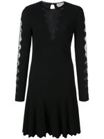 Alexander McQueen scalloped mesh insert skater dress - Noir