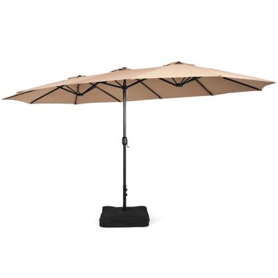 451,5 x 264 cm Dubbele Parasol met Standaard Parasol Groot XXL UPF 50+ Terrasparasol Marktscherm voor Tuin Terras en Zwembad