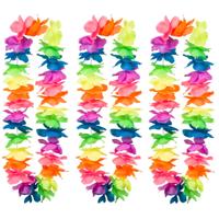 Hawaii krans/slinger - 20x - Tropische/zomerse kleuren mix - Bloemen hals slingers