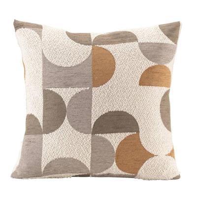 Leen Bakker - Sierkussen Jesper - Off-white/bruin/grijs - 45x45 Cm - Polyester - Multikleur#Wit#Grijs#Bruin