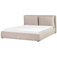 Beliani BAJONNA - Tweepersoonsbed-Beige-Fluweel