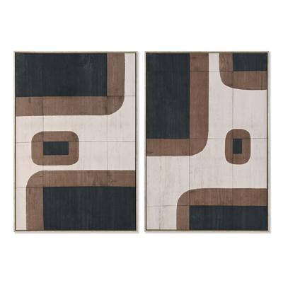 Schilderij Home ESPRIT Bruin Beige Abstract Fluweel Stads (2 Stuks)