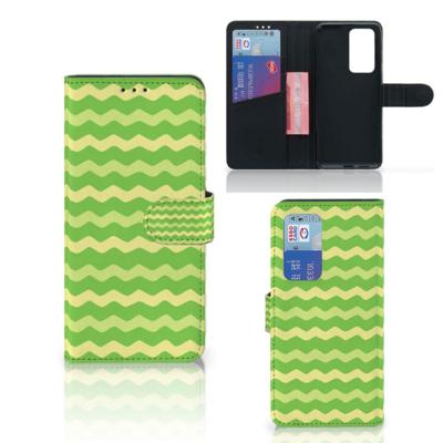 Huawei P40 Pro | Telefoon Hoesje | Waves Green | Portemonnee hoesje