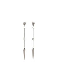 Saint Laurent boucles d'oreilles Opyum YSL serties de strass - Argent