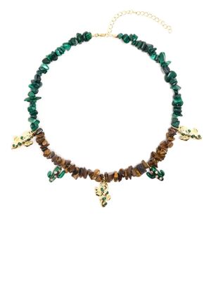 Eshvi collier à pendentif cactus - Marron
