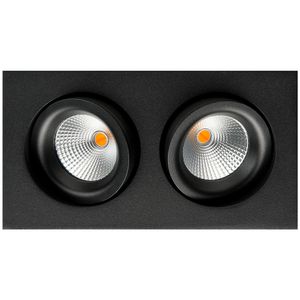 LED inbouwspot 1020 lumen 2x6W zwart draai en kantelbaar 2000 tot 2800K Junistar Square Isosafe SG 901263