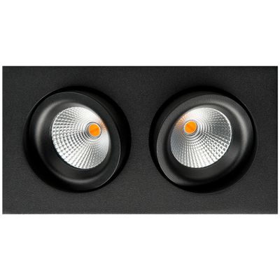 LED inbouwspot 1020 lumen 2x6W zwart draai en kantelbaar 2000 tot 2800K Junistar Square Isosafe SG 901263
