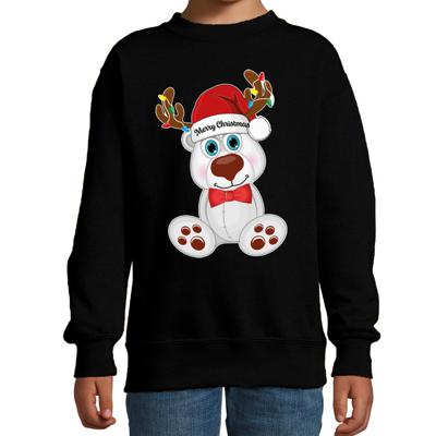 Bellatio Decorations Kersttrui - sweater - voor jongens / meisjes - Merry Christmas - zwart