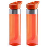 Set van 2x stuks bidon/drinkfles/waterfles 650 ml oranje van kunststof