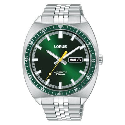 Lorus RL443BX9 herenhorloge Automaat staal zilverkleurig-groen 43 mm