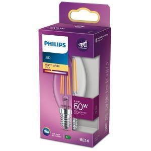 Philips LED kaars E14 6,5-60W 2700K filament helder blister - 5100312