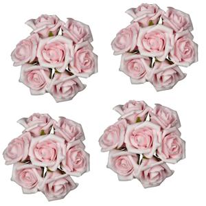 Decoratie roosjes foam - 6x - bosje van 7 st - lichtroze - Dia 6 cm - hobby/DIY bloemetjes