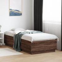 Bedframe met LED-verlichting bruin eikenkleur 90x200 cm