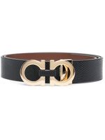 Ferragamo ceinture en cuir à boucle argentée - Noir Ferragamo ceinture en cuir à boucle argentée - Noir